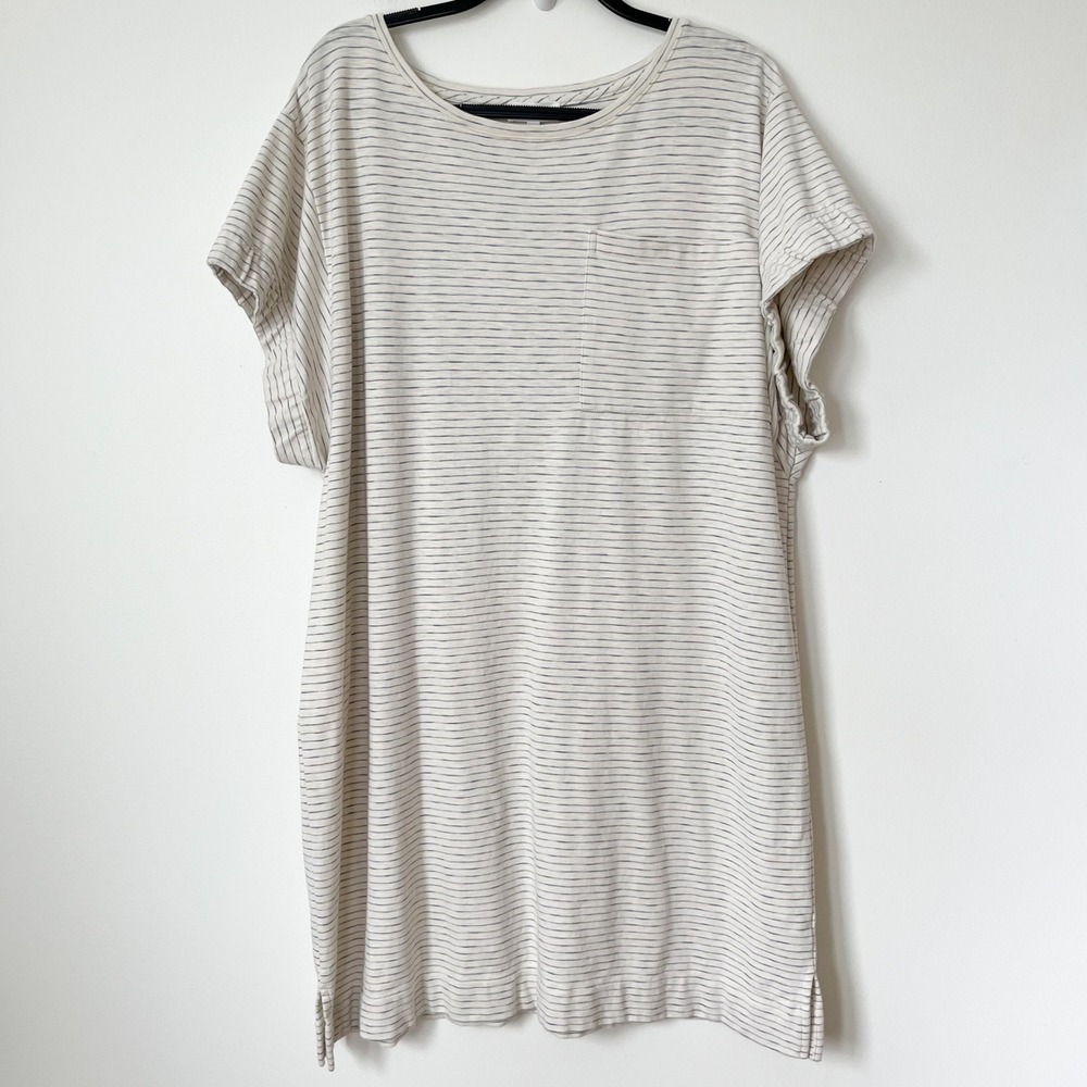 Haven Well Within Striped Jersey Knit Shift Lounge Dress Womens XXL Cream Blue